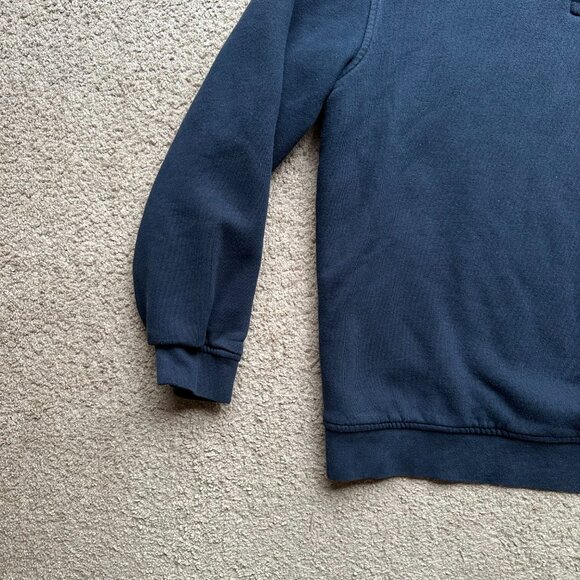 LL Bean Sweater Mens Large Tall 1/4 Zip Mock Neck Flannel Lined Thick Navy Blue - Picture 6 of 10